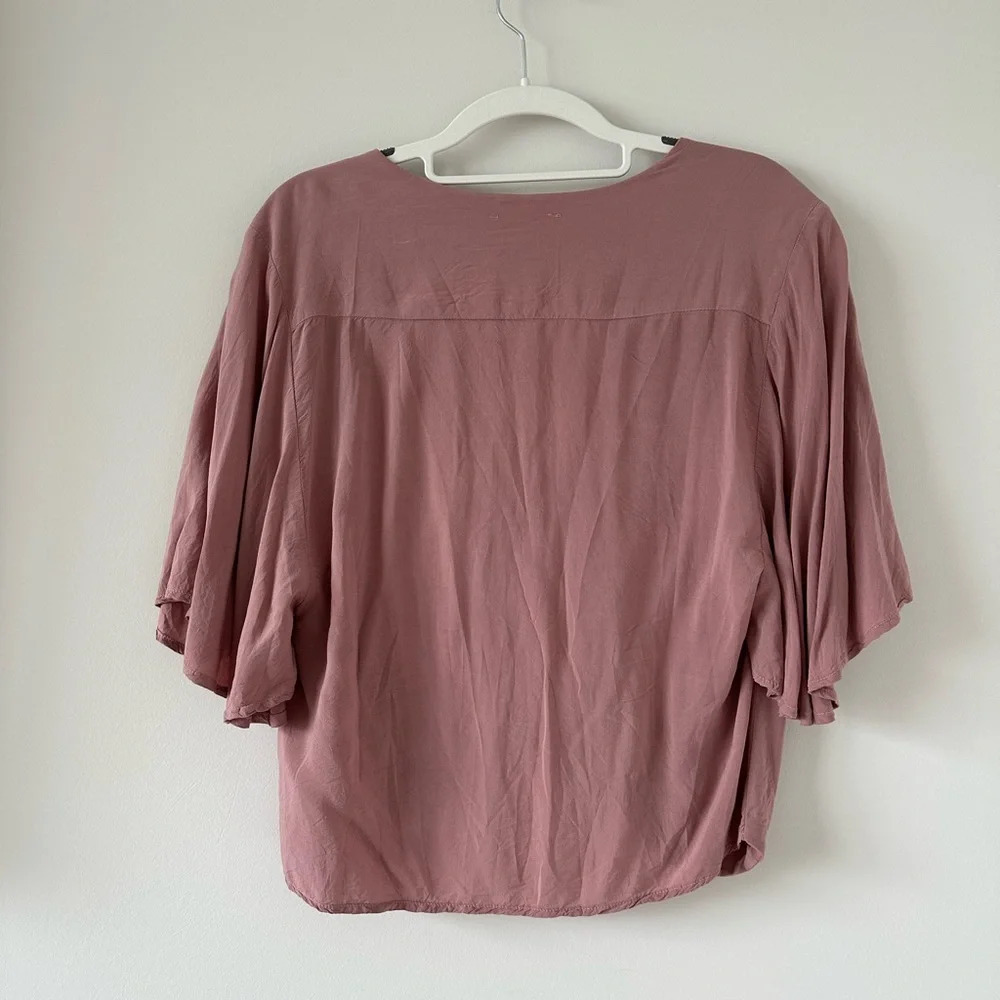 Blue Life Women’s Blouse Top Wrap Short Sleeve Small Mauve Drapey Art Teacher - Picture 4 of 6